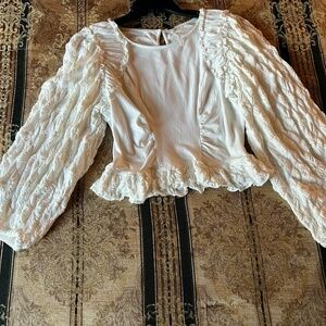 Funky Crop White Free People Women’s Top Awesome Sleeves Cotton S